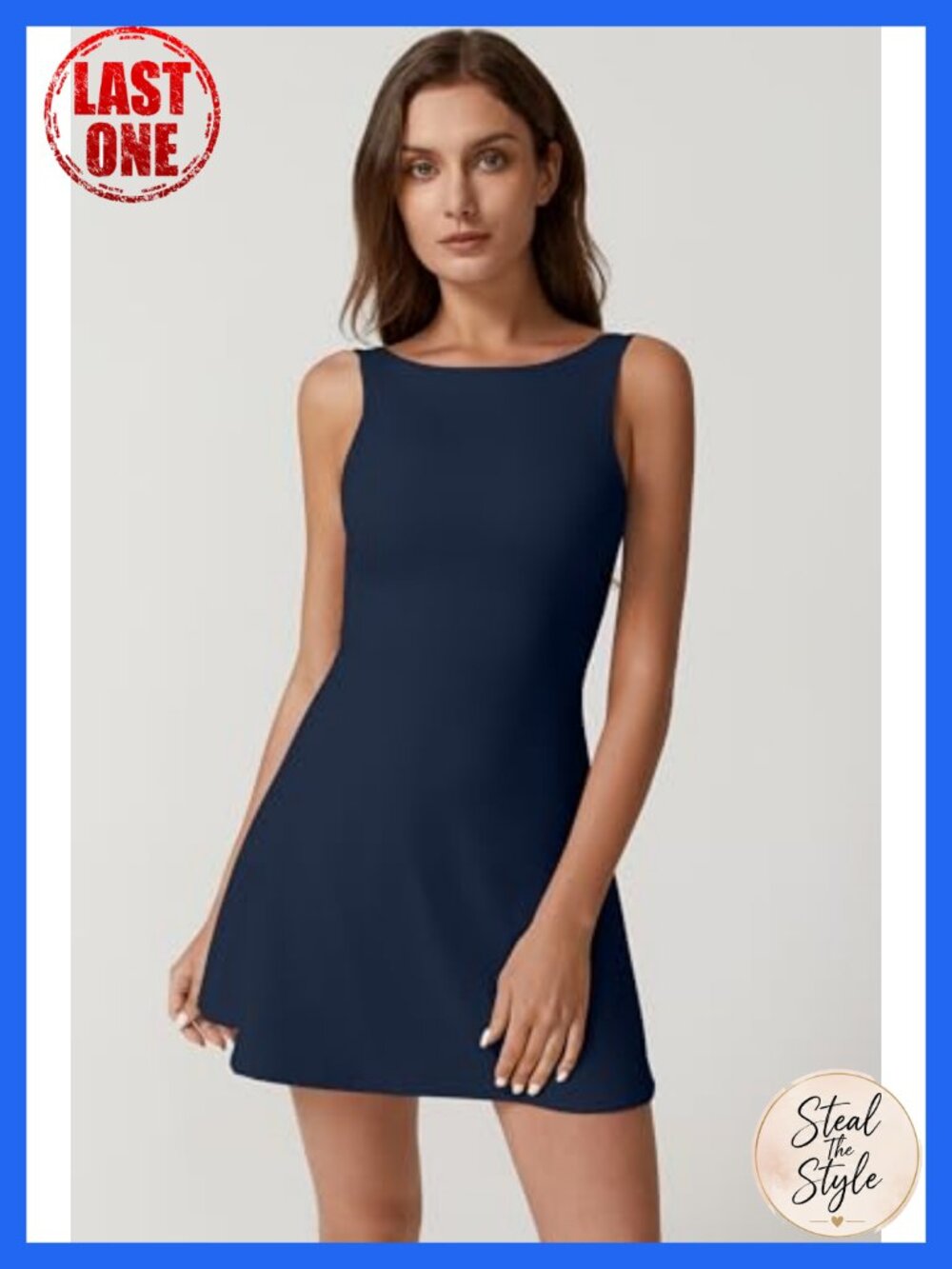 Women's Sleeveless Tennis Dress Built-in Shorts Golf Athletic Dress with Pockets - Picture 5 of 6